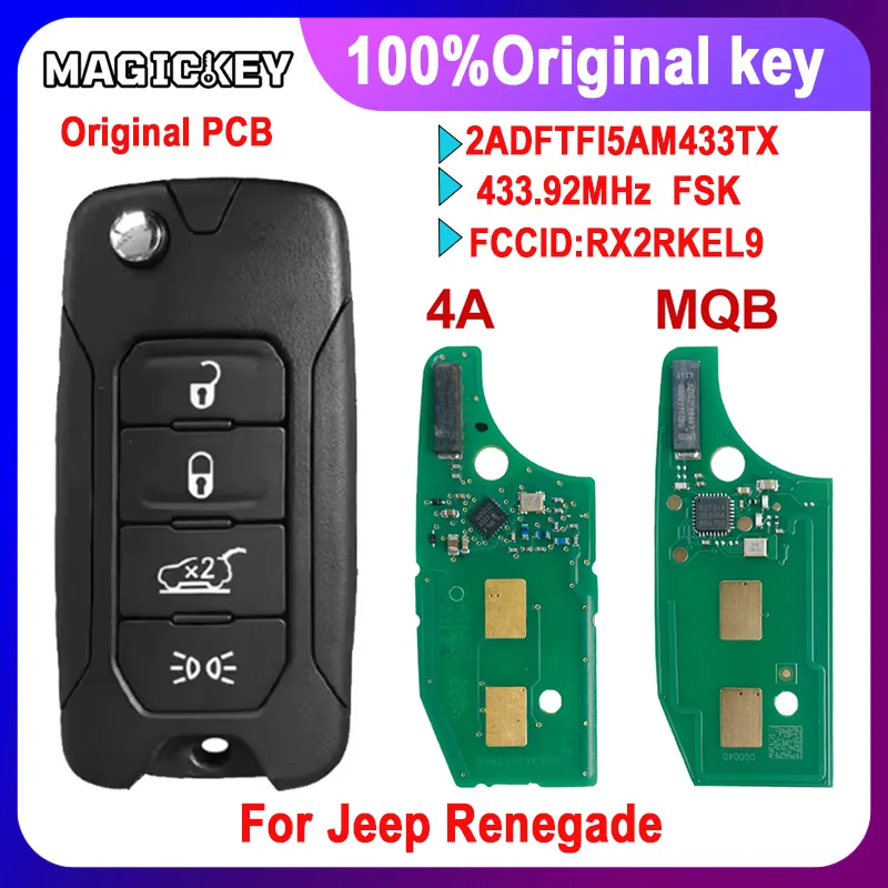 Оригинальный чип 4A PCB/MQB48, 433 МГц RX2RKEL9, автомобильный пульт дистанционного управления, смарт-ключ с функцией раскладывания для Jeep Renegade 2016, 2017, 2018 годов.
Оригинальный чип 4A PCB/MQB48, 433 МГц RX2RKEL9, автомобильный пульт дистанционного управления, смарт-ключ с функцией раскладывания для Jeep Renegade 2016, 2017, 2018 годов.