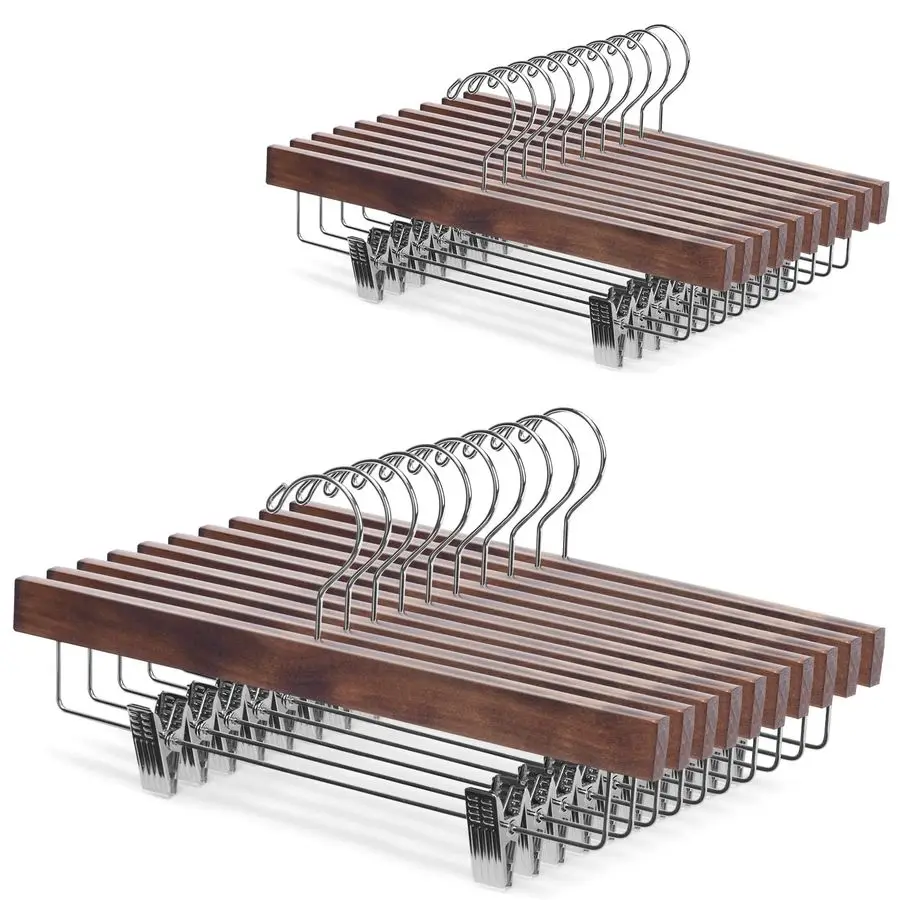 Вешалки для брюк из массива лотосового дерева класса люкс, с 2 регулируемыми зажимами, антикоррозийным крючком, для джинсов и юбок, 20 шт.
Вешалки для брюк из массива лотосового дерева класса люкс, с 2 регулируемыми зажимами, антикоррозийным крючком, для джинсов и юбок, 20 шт.