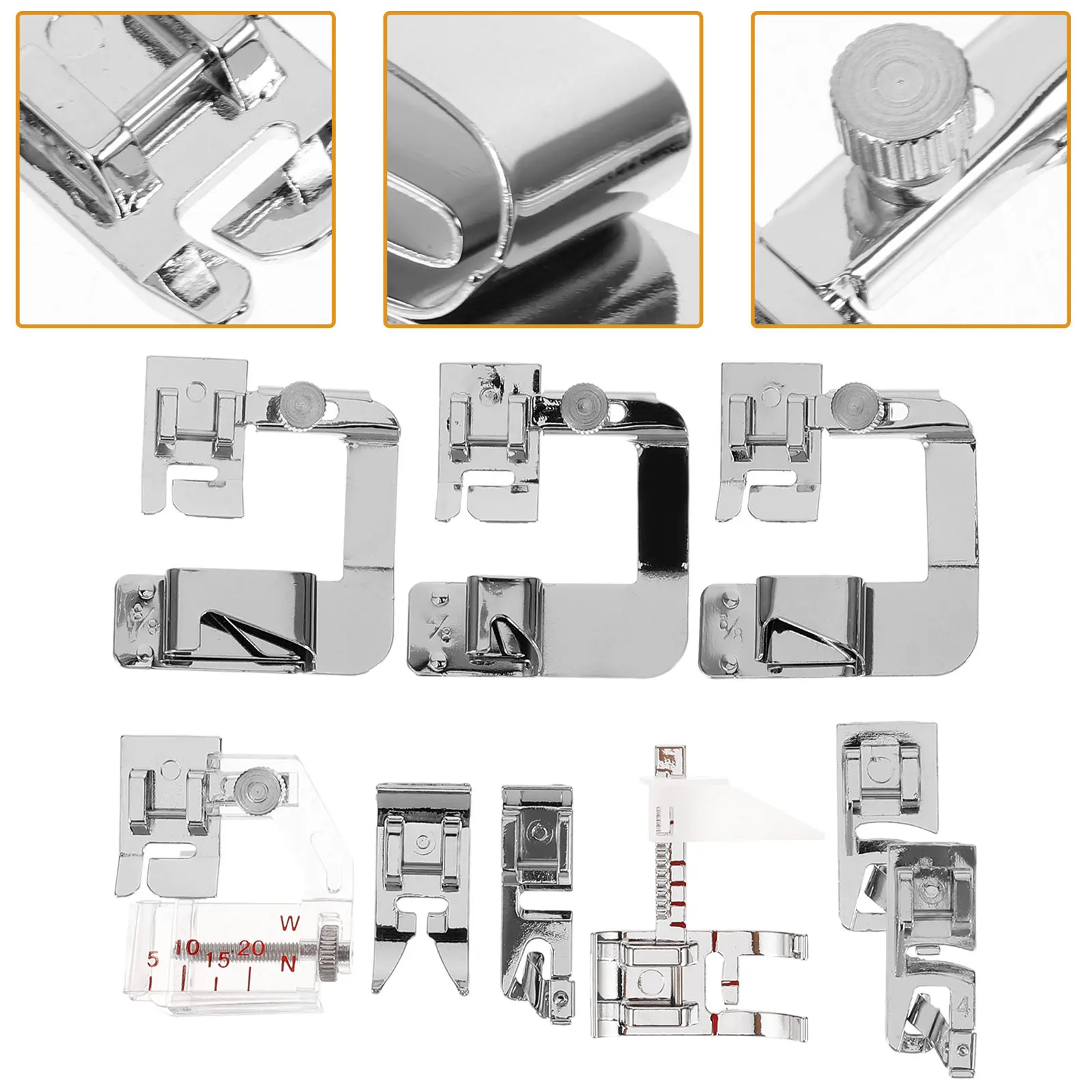 9Pcs Professional Multi Function Sewing Machine Presser Feet Kit Easy Install Sturdy Stainless Steel for Light Fabric Free
9Pcs Professional Multi Function Sewing Machine Presser Feet Kit Easy Install Sturdy Stainless Steel for Light Fabric Free