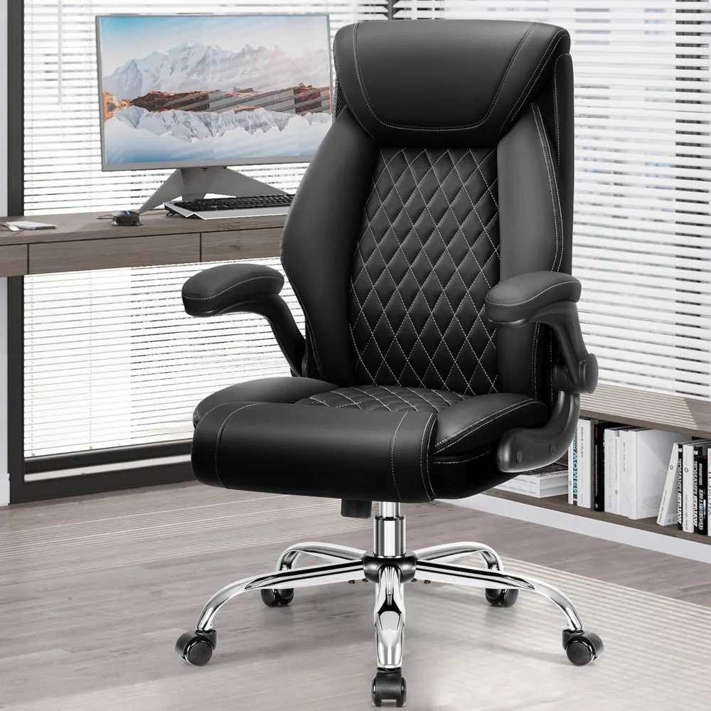 Ergonomic High Back Home Office Desk Chair, Big and Tall Breathable Leather Office Chair with Lumbar Support Flip-Up Armrests
Ergonomic High Back Home Office Desk Chair, Big and Tall Breathable Leather Office Chair with Lumbar Support Flip-Up Armrests