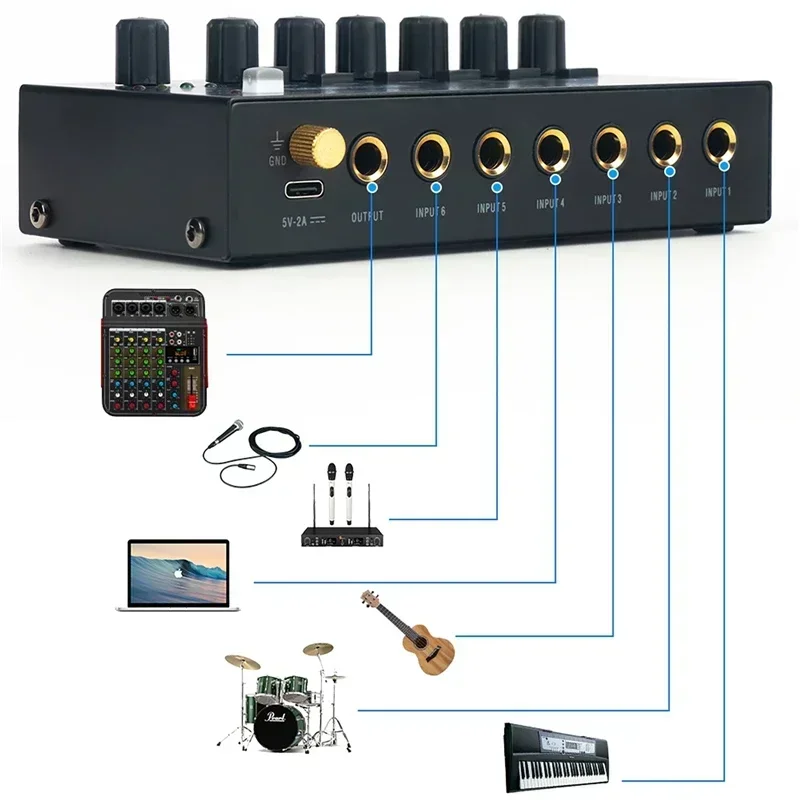 Mini Sound Mixer Line Mixers Low-Noise 6-Channel 5V Power Supply Compact Size fitting for Studio Live Equipment Household EU/US
Mini Sound Mixer Line Mixers Low-Noise 6-Channel 5V Power Supply Compact Size fitting for Studio Live Equipment Household EU/US