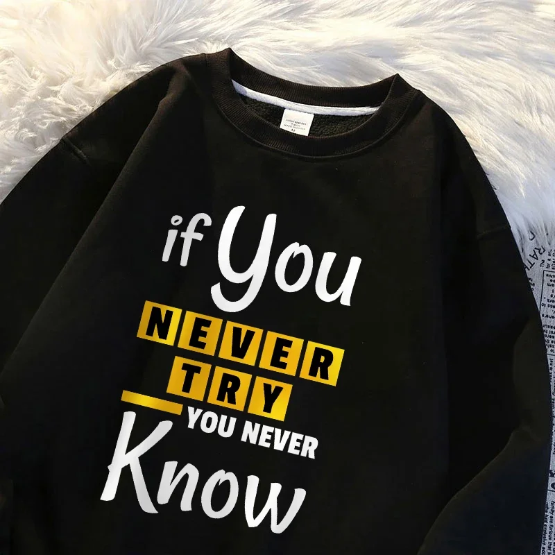Толстовка унисекс с надписью If You Never Try You Never знаем, винтажная оверсайз кофта для мальчиков, Осенний Повседневный Свободный пуловер, простой мягкий теплый
Толстовка унисекс с надписью If You Never Try You Never знаем, винтажная оверсайз кофта для мальчиков, Осенний Повседневный Свободный пуловер, простой мягкий теплый