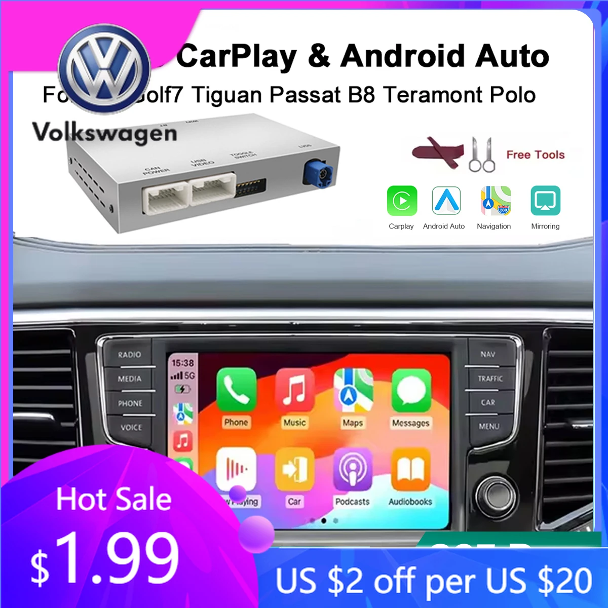 Emblems For Volkswagen Golf 7 SEAT leon MK3 Tiguan Lamando Magotan Phideon Teramont Wireless Carplay Android Auto with MIB1/MIB2
Emblems For Volkswagen Golf 7 SEAT leon MK3 Tiguan Lamando Magotan Phideon Teramont Wireless Carplay Android Auto with MIB1/MIB2