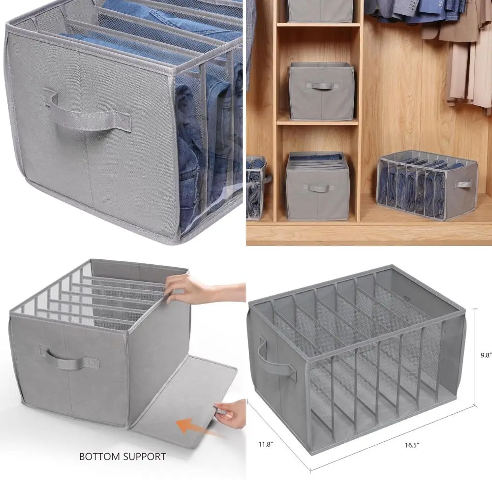 3-Pack Upgraded Wardrobe Organizer: 7-Grid Clear Bins for Sweaters, Jeans, Pants, and T-Shirts
3-Pack Upgraded Wardrobe Organizer: 7-Grid Clear Bins for Sweaters, Jeans, Pants, and T-Shirts