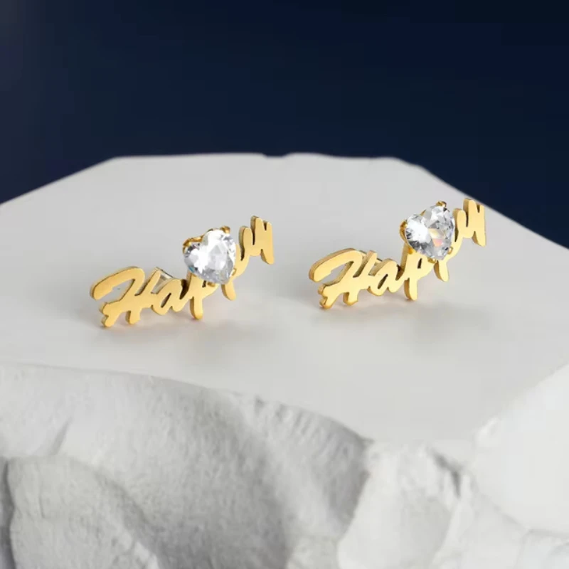 Earrings Personalized Custom Name Stainless Steel Letter Heart White Zircon For Women Fashion Stud Earring Jewelry dropshipping
Earrings Personalized Custom Name Stainless Steel Letter Heart White Zircon For Women Fashion Stud Earring Jewelry dropshipping