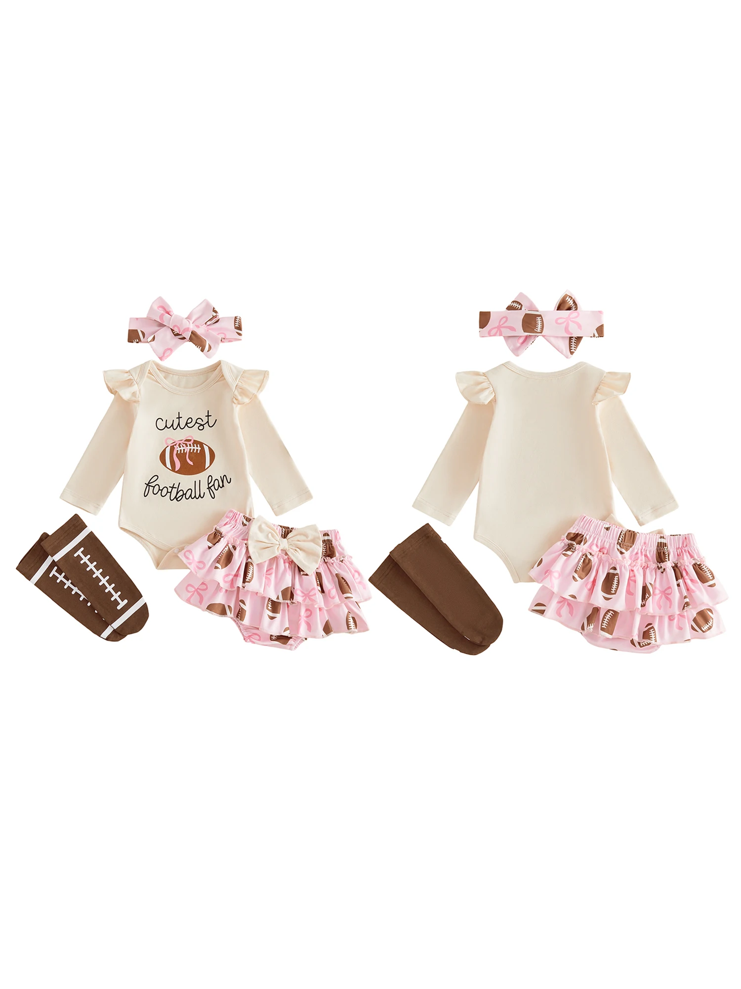 Adorable Baby Girls Spring Outfit Set with Flutter Sleeve Romper Rugby Print Shorts Headband and Socks - Perfect for
Adorable Baby Girls Spring Outfit Set with Flutter Sleeve Romper Rugby Print Shorts Headband and Socks - Perfect for