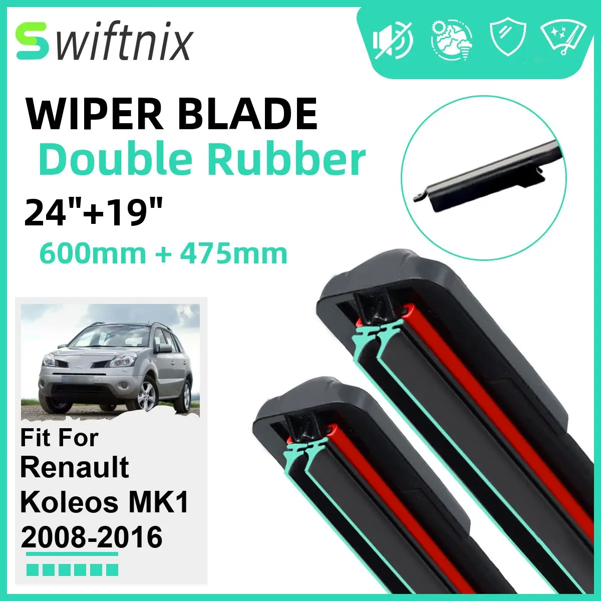 Двойные резиновые автомобильные дворники для Renault Koleos MK1 2008-2016, резиновые автомобильные аксессуары для переднего лобового стекла, лобового стекла, 2015 2016
Двойные резиновые автомобильные дворники для Renault Koleos MK1 2008-2016, резиновые автомобильные аксессуары для переднего лобового стекла, лобового стекла, 2015 2016