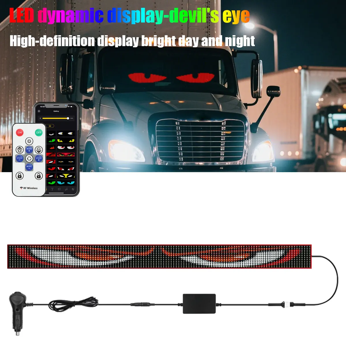 24V Truck LED Ambient Light Devil's Eye Interior Warning Light Strip Windshield Decorating Light APP With Remote Control for Car 
24V Truck LED Ambient Light Devil's Eye Interior Warning Light Strip Windshield Decorating Light APP With Remote Control for Car