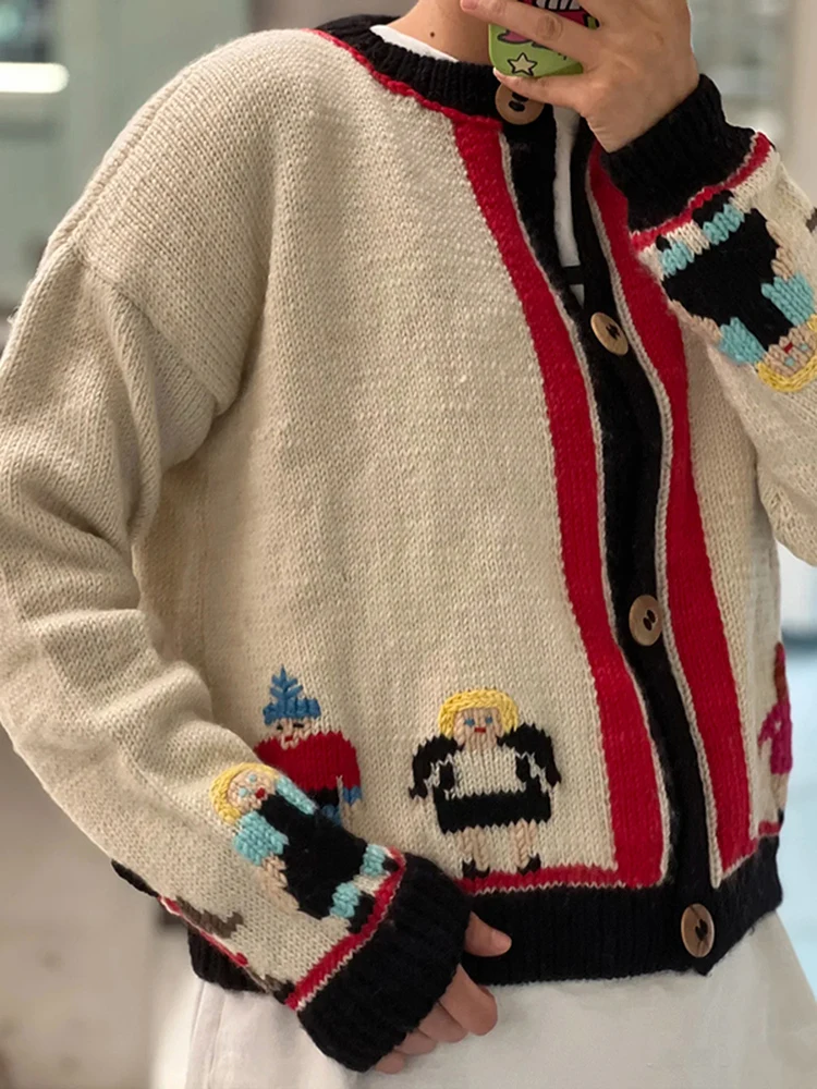 Женский свитер-кардиган с объемной вышивкой мультяшных персонажей, круглый вырез, цветные блоки, осенний сезон, для повседневной носки, длинный рукав
Женский свитер-кардиган с объемной вышивкой мультяшных персонажей, круглый вырез, цветные блоки, осенний сезон, для повседневной носки, длинный рукав