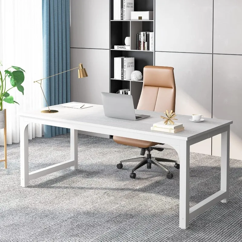 70.8 "Executive desk, large office computer desk with thickened frame, modern simple home office, white
70.8 "Executive desk, large office computer desk with thickened frame, modern simple home office, white