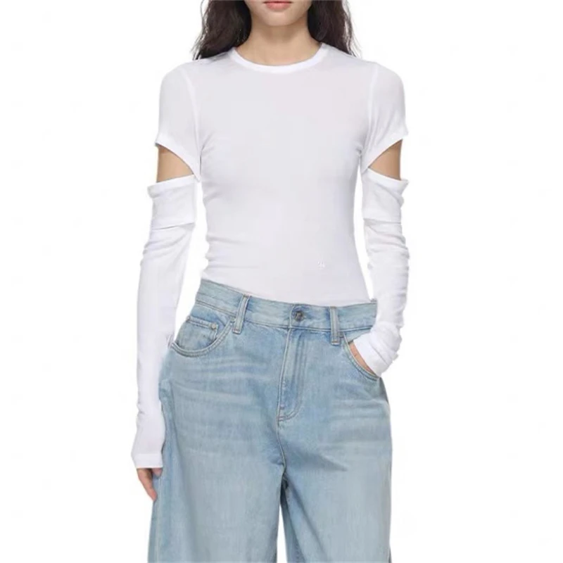 Spring/summer new women's round neck pure cotton DIY detachable sleeves elastic slim T-shirt y2k high quality fashion casual top
Spring/summer new women's round neck pure cotton DIY detachable sleeves elastic slim T-shirt y2k high quality fashion casual top
