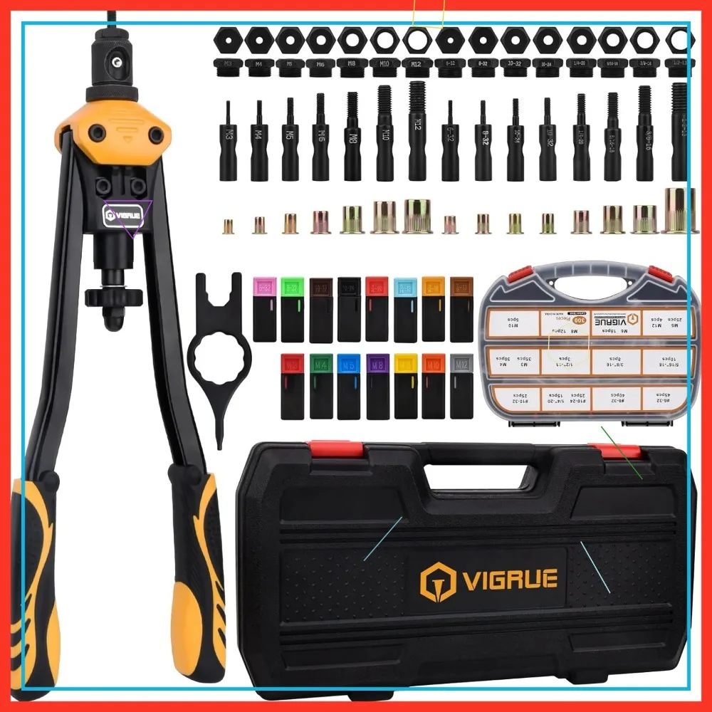 16'' Rivet Nut Tool Kit Nutserts Rivnut Hand Tool Set with 15PCS Metric & SAE Mandrels and 300PCS Rivet Nuts Assortment
16'' Rivet Nut Tool Kit Nutserts Rivnut Hand Tool Set with 15PCS Metric & SAE Mandrels and 300PCS Rivet Nuts Assortment