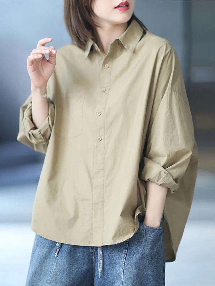 Loose Long Sve irt Women's Early Spring Casual Vintage Collar Open Cardigan Top Japanese Sle Artistic Commute Pure Color
Loose Long Sve irt Women's Early Spring Casual Vintage Collar Open Cardigan Top Japanese Sle Artistic Commute Pure Color