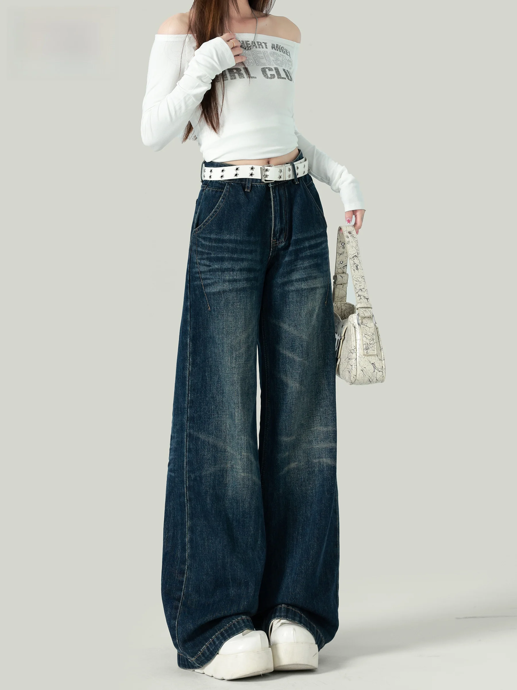 High Waist Wide Leg Denim Jeans Women's Early Autumn 2026 New Style Slimming Loose Lazy Style Drapey Floor-Length Pants
High Waist Wide Leg Denim Jeans Women's Early Autumn 2026 New Style Slimming Loose Lazy Style Drapey Floor-Length Pants