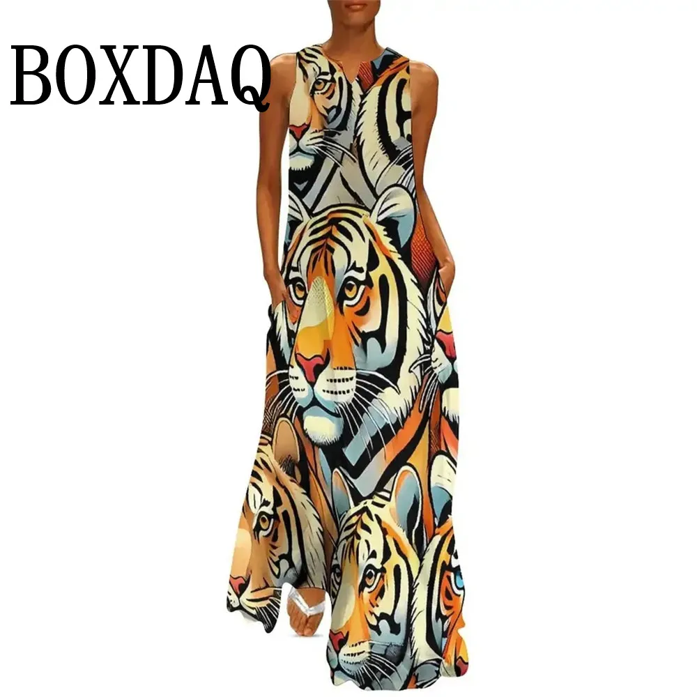 3D Tiger Pattern Print Party Maxi Dress Women Aesthetic Sleeveless Loose Long Dresses Ladies Casual V Neck Pockets Vest Dress
3D Tiger Pattern Print Party Maxi Dress Women Aesthetic Sleeveless Loose Long Dresses Ladies Casual V Neck Pockets Vest Dress