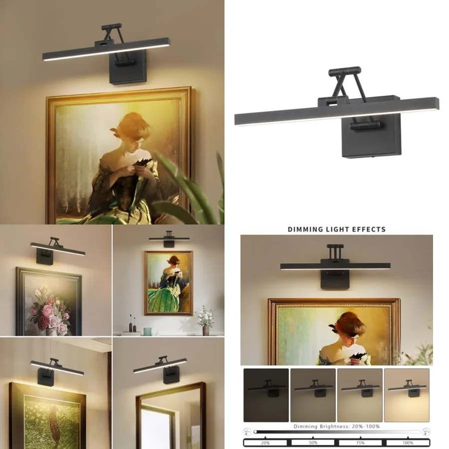 Hard-Wired Picture Light Dimmable LED Picture Lights for Paintings 15.7" Inch Black Metal Body Wall Pictures with Adjustable Sw
Hard-Wired Picture Light Dimmable LED Picture Lights for Paintings 15.7" Inch Black Metal Body Wall Pictures with Adjustable Sw