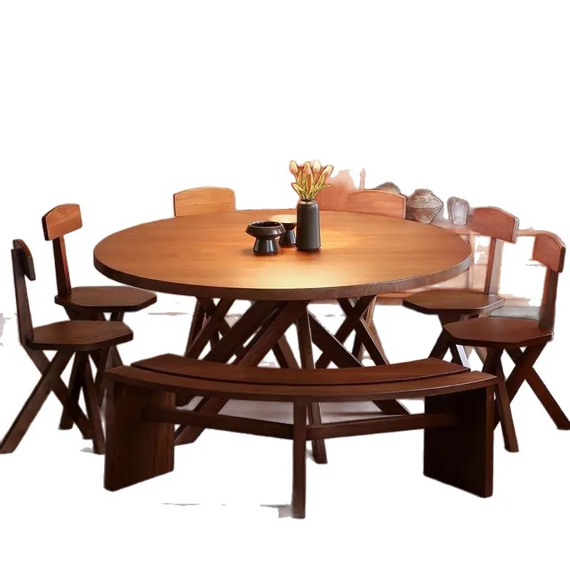 French retro solid wood dining table antique family table simple household small apartment dining table round
French retro solid wood dining table antique family table simple household small apartment dining table round