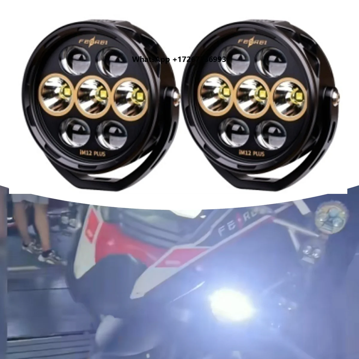 7 LED 120W motorcycle headlight auxiliary light, cold white light (5500K) warm yellow light (3000K) dual mode
7 LED 120W motorcycle headlight auxiliary light, cold white light (5500K) warm yellow light (3000K) dual mode