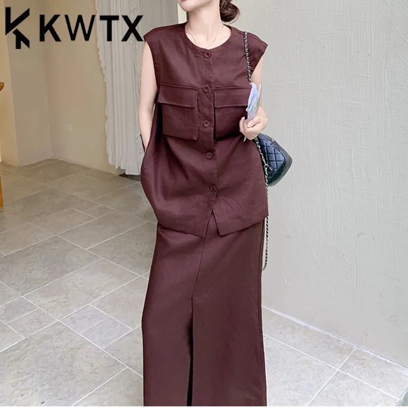 KWTX Women’s Linen Two Piece Set Vest Top&High Waist Skirt With Pockets Casual Elegant Vintage Premium Russet SS25
KWTX Women’s Linen Two Piece Set Vest Top&High Waist Skirt With Pockets Casual Elegant Vintage Premium Russet SS25