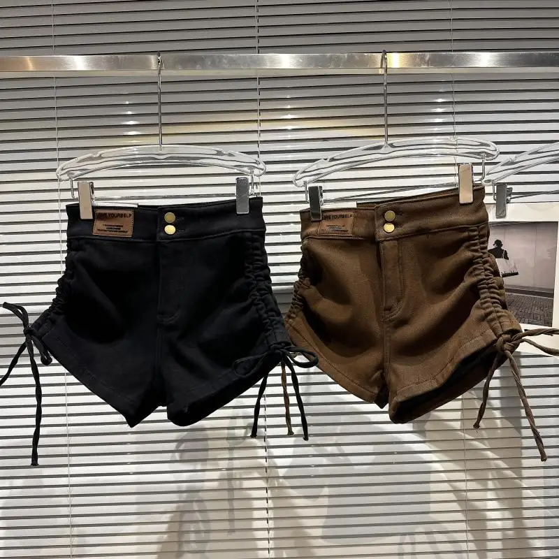 Drawstring Denim Shorts Classic Vintage High Waist Blue Wide Leg Casual Ladies Shorts Autumn winter Jeans Women's Clothing
Drawstring Denim Shorts Classic Vintage High Waist Blue Wide Leg Casual Ladies Shorts Autumn winter Jeans Women's Clothing