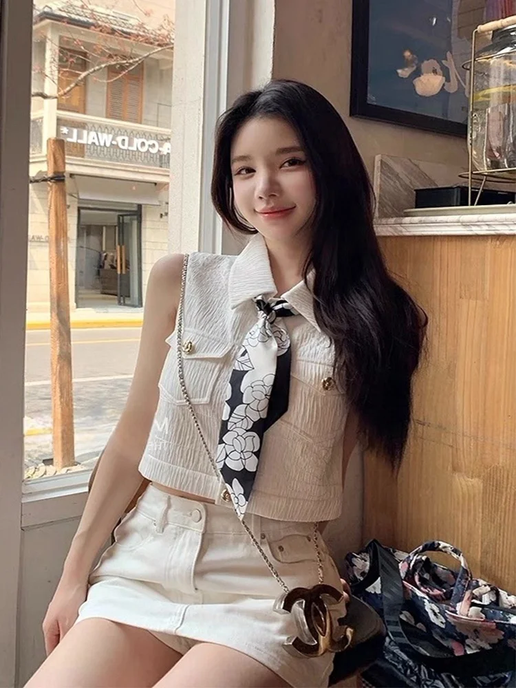 F Hanco Embroidered Texture White Small Fraance Sle Vest Jaet Women Summer ort Sve Top with Sa Collar Sin...
F Hanco Embroidered Texture White Small Fraance Sle Vest Jaet Women Summer ort Sve Top with Sa Collar Sin...