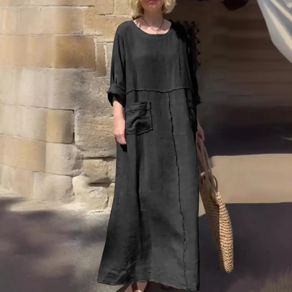 Women Loose Fit Dress Elegant Retro Style Long Sleeve Women's Dress with Pockets for Office Daily Wear for Beach for Summer
Women Loose Fit Dress Elegant Retro Style Long Sleeve Women's Dress with Pockets for Office Daily Wear for Beach for Summer