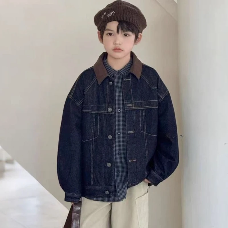 Boys Denim Padded Jacket Autumn and Winter New Children's Handsome Thickened Thermal Top Boys Loose Casual Jacket Tide
Boys Denim Padded Jacket Autumn and Winter New Children's Handsome Thickened Thermal Top Boys Loose Casual Jacket Tide