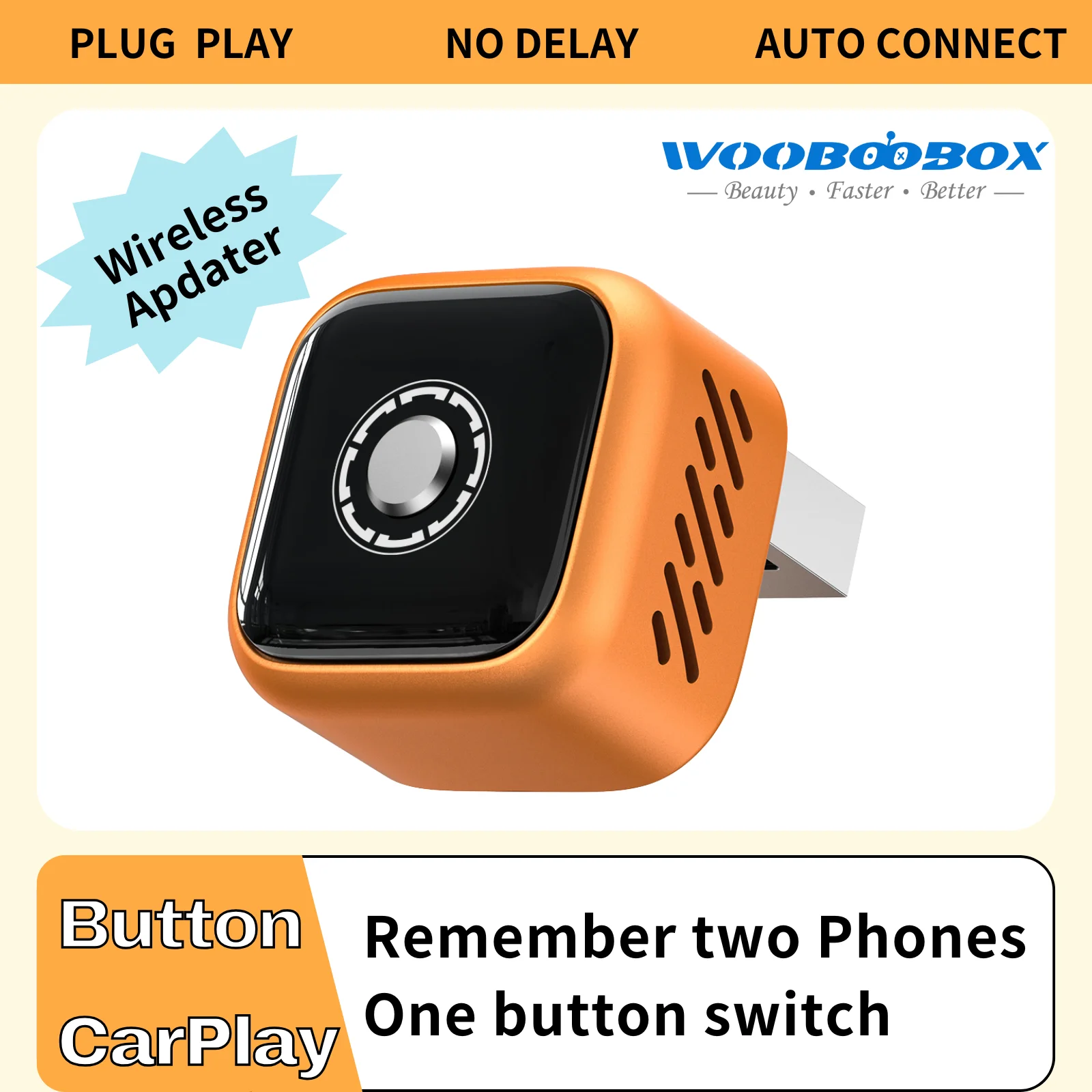 Wooboobox Wireless CarPlay Dongle, Support 2 Phones Memory & One-Tap Switch, Low Latency USB Adapter for OEM Cars
Wooboobox Wireless CarPlay Dongle, Support 2 Phones Memory & One-Tap Switch, Low Latency USB Adapter for OEM Cars