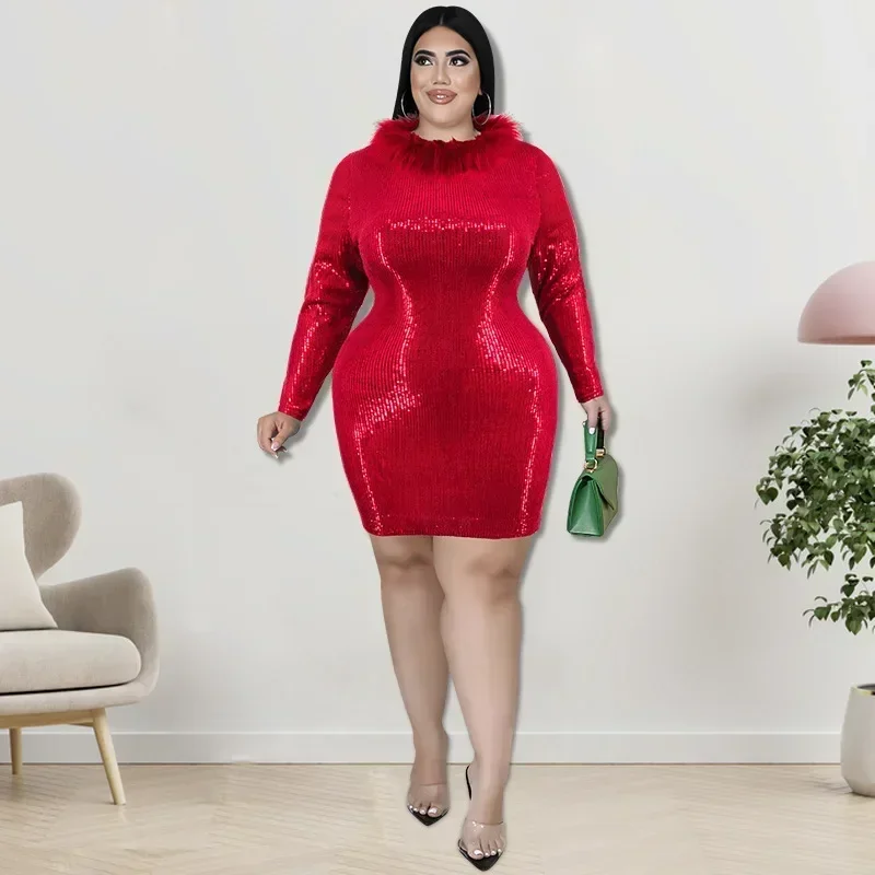 KEXU Sequined Women Long Sleeve Fur Neck Bodycon Short Dress Plus Size Vintage Female Sexy Party Even Dresses Vestidos
KEXU Sequined Women Long Sleeve Fur Neck Bodycon Short Dress Plus Size Vintage Female Sexy Party Even Dresses Vestidos