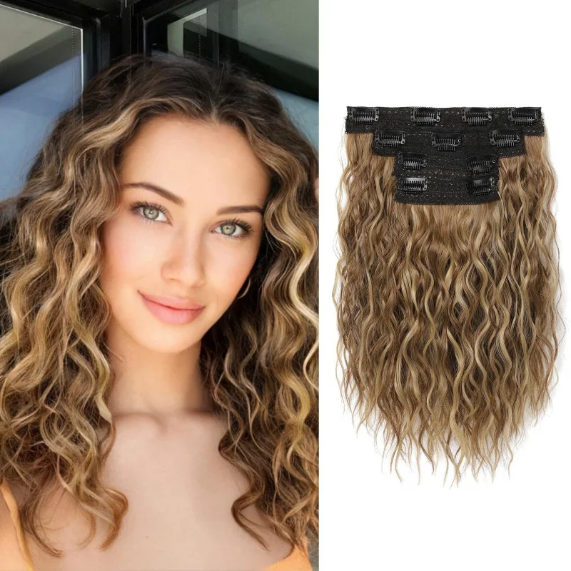 Women's 4-piece extensions with water wave texture to increase volume, 12-inch synthetic fiber clip-in curly hair exte
Women's 4-piece extensions with water wave texture to increase volume, 12-inch synthetic fiber clip-in curly hair exte