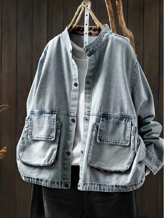 Light Blue Casual Denim Jaet Women's Loose Fit Vintage Sle Slimming Cardigan Coat for Autumn Season Ladies Faion
Light Blue Casual Denim Jaet Women's Loose Fit Vintage Sle Slimming Cardigan Coat for Autumn Season Ladies Faion