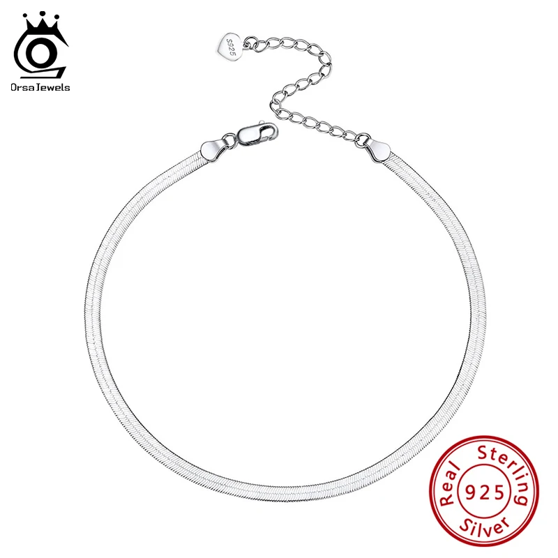 ORSA JEWELS Snake Chain 3.5mm Width Flat Herringbone Chain Anklet Silver Color Foot Anklets for Women Beach Accessories SA12
ORSA JEWELS Snake Chain 3.5mm Width Flat Herringbone Chain Anklet Silver Color Foot Anklets for Women Beach Accessories SA12