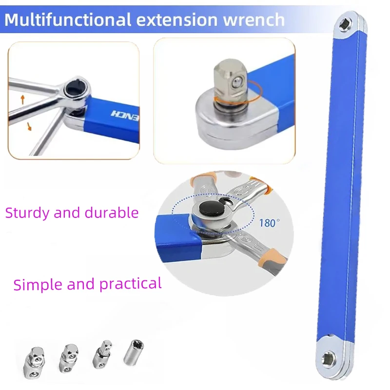 Offset Extension Wrench 1/2", 1/4" and 3/8" Tight Spaces Extension Tool Professional Ratchet Wrench Tool Multifunctional
Offset Extension Wrench 1/2", 1/4" and 3/8" Tight Spaces Extension Tool Professional Ratchet Wrench Tool Multifunctional