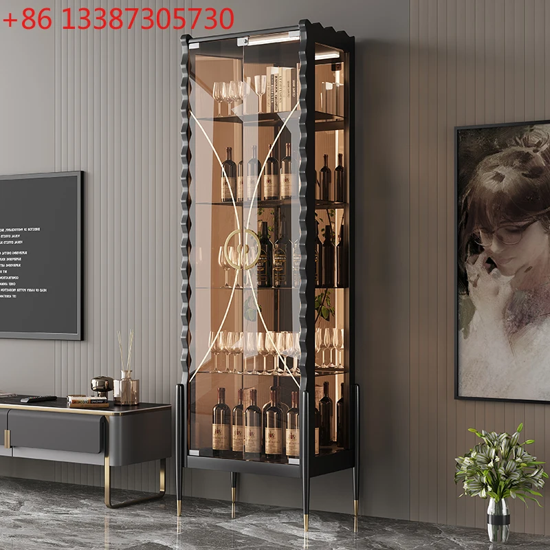 New household small glass door wine cabinet against the wall living room light luxury dining side cabinet
New household small glass door wine cabinet against the wall living room light luxury dining side cabinet