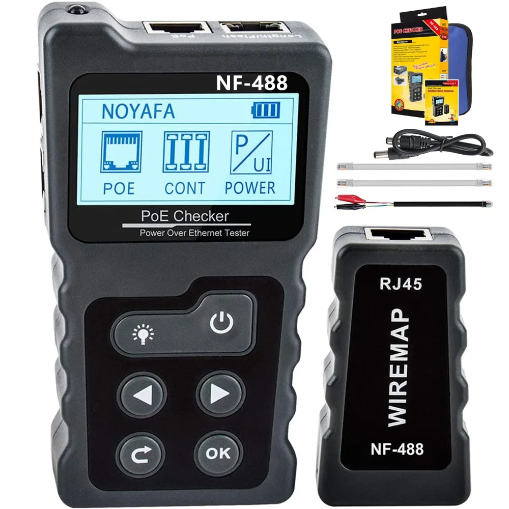 Noyafa NF-488 Network Cable Tester Poe Checker Ethernet Cable Tester Continuity Tester DC Power Switch Loop-Back Test
Noyafa NF-488 Network Cable Tester Poe Checker Ethernet Cable Tester Continuity Tester DC Power Switch Loop-Back Test