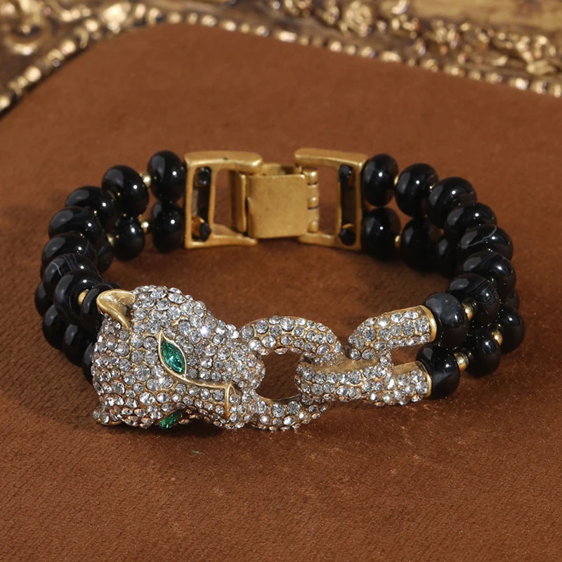 Vintage Leopard Head Charm Black Bracelet With Green Eyes Layered Beads Jewelry Luxury Accessories For Women New 2026 Trend Ball
Vintage Leopard Head Charm Black Bracelet With Green Eyes Layered Beads Jewelry Luxury Accessories For Women New 2026 Trend Ball