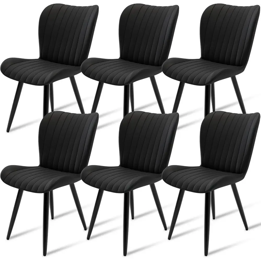 6-Piece Dining Chair Set: Black PU Leather with Comfortable Backrest, Thick Upholstery, Metal Legs, Suitable for Kitchen, Dining
6-Piece Dining Chair Set: Black PU Leather with Comfortable Backrest, Thick Upholstery, Metal Legs, Suitable for Kitchen, Dining