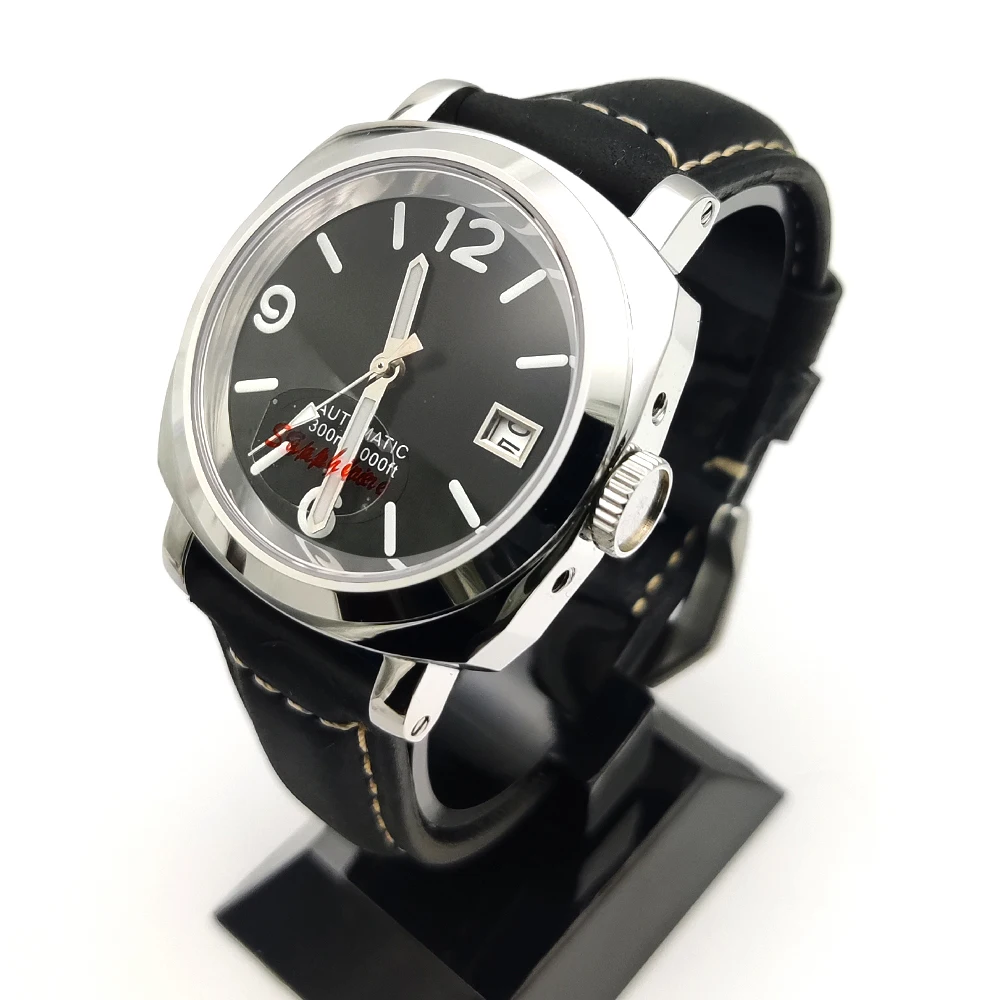 40mm NH35A Automatic Case Stainless Steel with Handle Men's Watches Sapphire Glass Green Luminous Dial Leather Strap
40mm NH35A Automatic Case Stainless Steel with Handle Men's Watches Sapphire Glass Green Luminous Dial Leather Strap