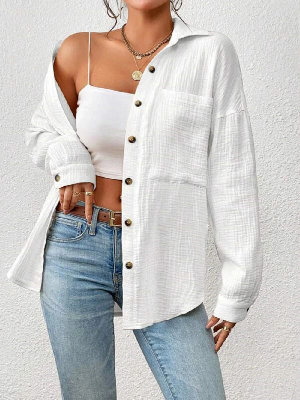 Autumn Women's Fashion Long Sleeve Shirt Cardigan Casual Off Shoulder Women Bat Sleeve Solid Color Loose Shirt
Autumn Women's Fashion Long Sleeve Shirt Cardigan Casual Off Shoulder Women Bat Sleeve Solid Color Loose Shirt