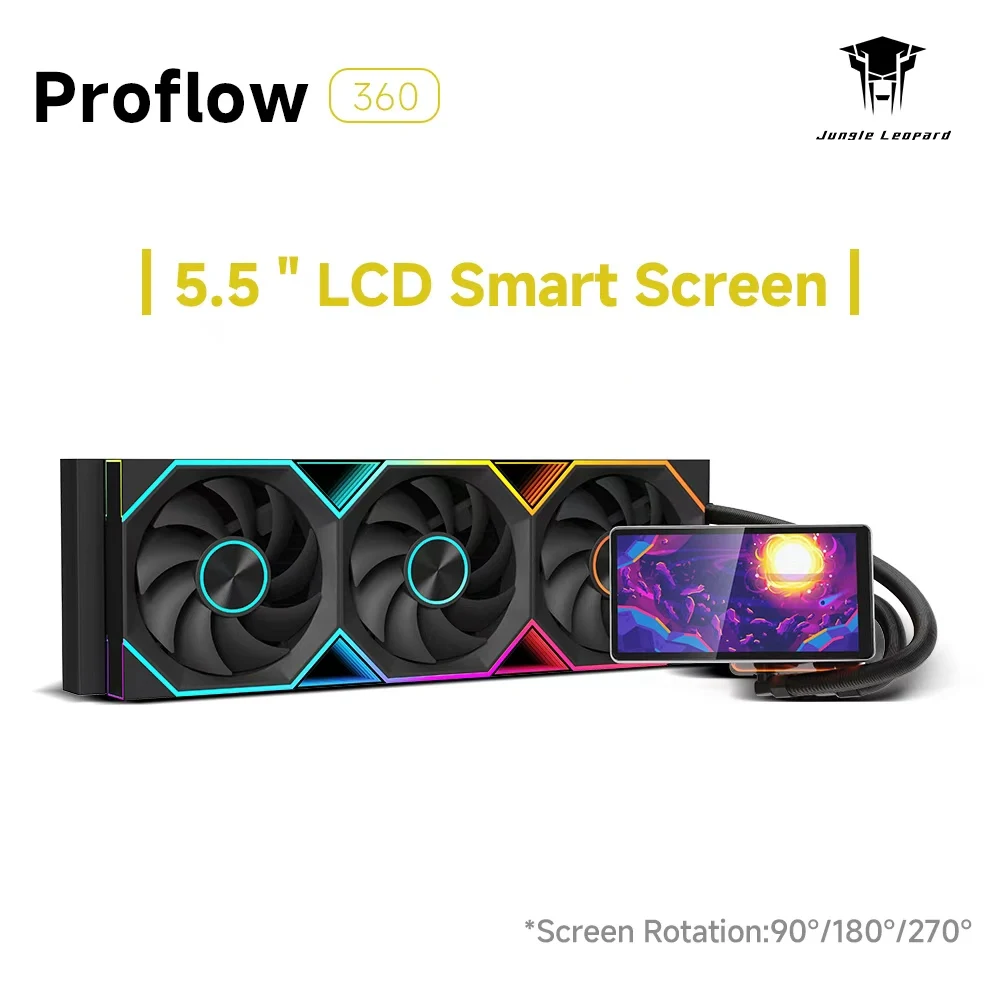 Jungle Leopard Pro Flow 360 ARGB All-In-One LCD SCREEN AIO LIQUID COOLE Water Cooling Radiator 5V3PIN ARGB Fan CPU Liquid Cooler
Jungle Leopard Pro Flow 360 ARGB All-In-One LCD SCREEN AIO LIQUID COOLE Water Cooling Radiator 5V3PIN ARGB Fan CPU Liquid Cooler