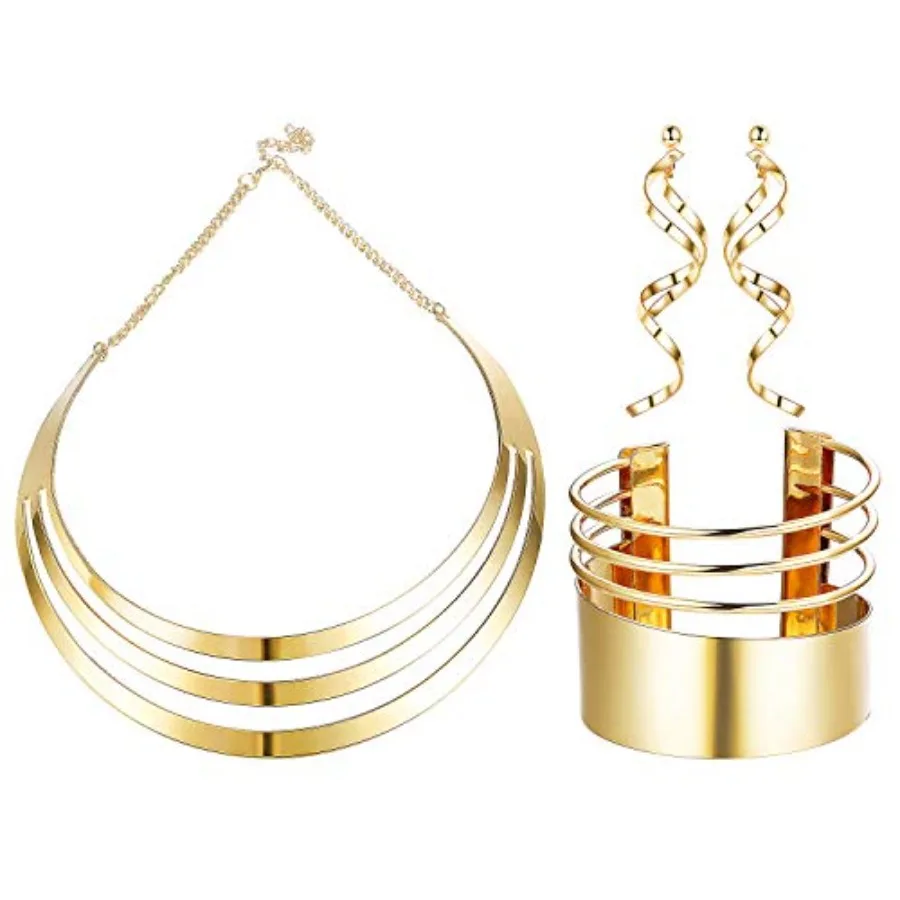 Bib Choker Necklace Set for Women Wide Cuff Bangle Bracelets Long Statement Dangle Earrings African Costume Jewelry Set
Bib Choker Necklace Set for Women Wide Cuff Bangle Bracelets Long Statement Dangle Earrings African Costume Jewelry Set