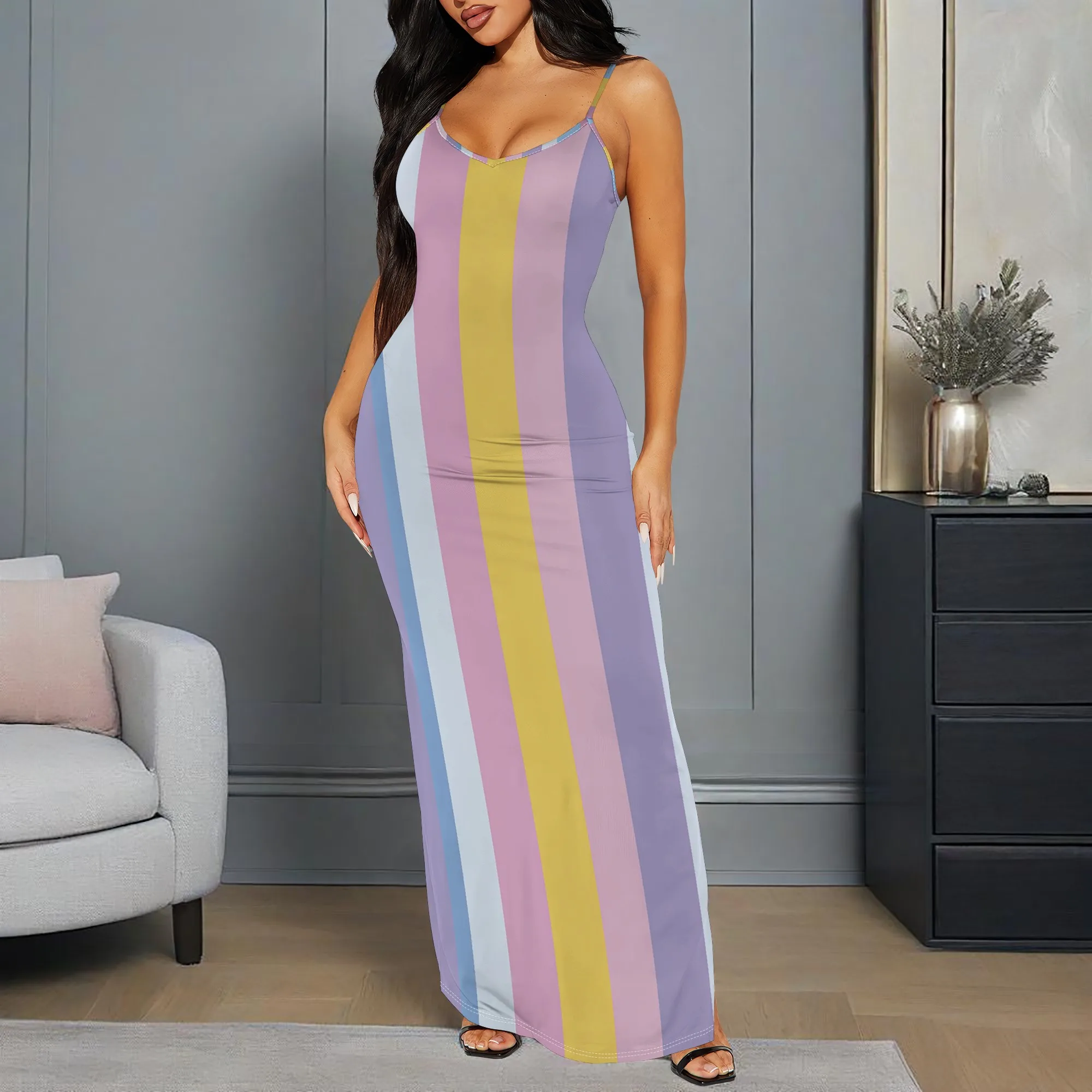 DreamyFlow Pastel Rainbow Striped Bodycon Maxi Cami Dress Easter Baby Shower Beach Vacation XS-3XL
DreamyFlow Pastel Rainbow Striped Bodycon Maxi Cami Dress Easter Baby Shower Beach Vacation XS-3XL