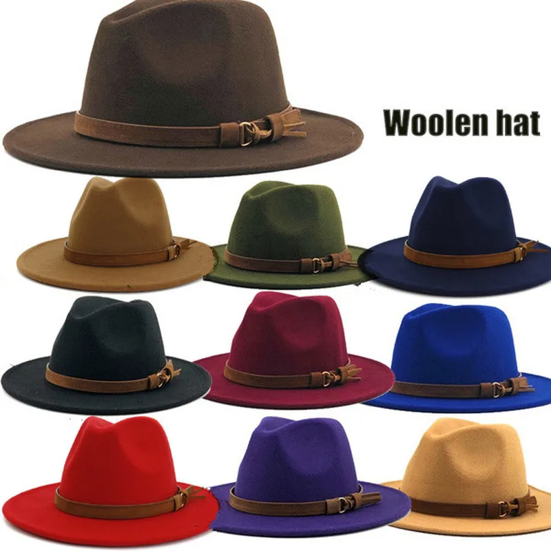 Unisex Women Men Wool Hat with Leather Ribbon Winter Autumn Wide Brim Jazz Church Cap
Unisex Women Men Wool Hat with Leather Ribbon Winter Autumn Wide Brim Jazz Church Cap