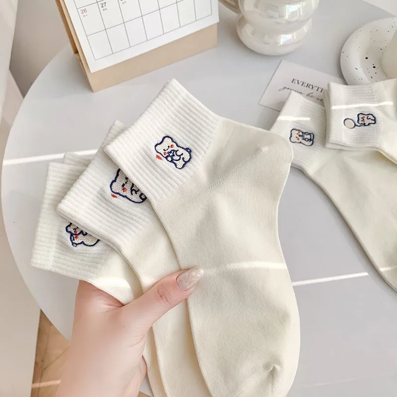 Women Crew Socks New Cute Cartoon Bear Embroidery Fashion Versatile Trend Korean Academy Style Series Ladies Cotton Socks C116
Women Crew Socks New Cute Cartoon Bear Embroidery Fashion Versatile Trend Korean Academy Style Series Ladies Cotton Socks C116