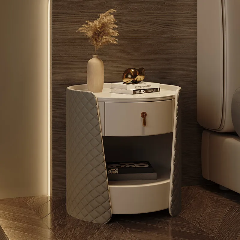 Italian minimalist design, round leather art bedside table, light luxury rock slab bedside table, bedroom locker, Internet celeb
Italian minimalist design, round leather art bedside table, light luxury rock slab bedside table, bedroom locker, Internet celeb