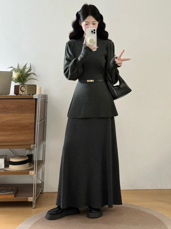 plus Size Women's Fashion Lantern Sleeve Sweater And Skirt Set High Waist Long Dress Casual Commute Style Winter Collection
plus Size Women's Fashion Lantern Sleeve Sweater And Skirt Set High Waist Long Dress Casual Commute Style Winter Collection