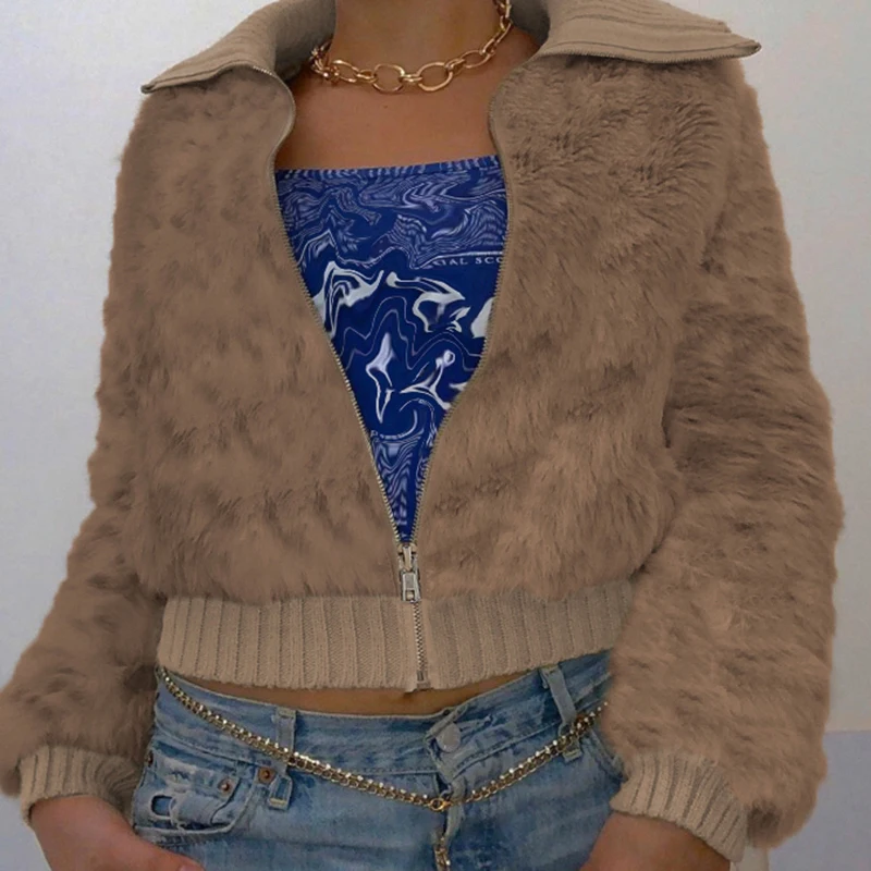 Brown Fur Jackets Thicken Warm Cropped Coat Autumn Winter Zipper Harajuku Overcoat Y2k Coat Women Cute Casual Outwear 90s E Girl
Brown Fur Jackets Thicken Warm Cropped Coat Autumn Winter Zipper Harajuku Overcoat Y2k Coat Women Cute Casual Outwear 90s E Girl