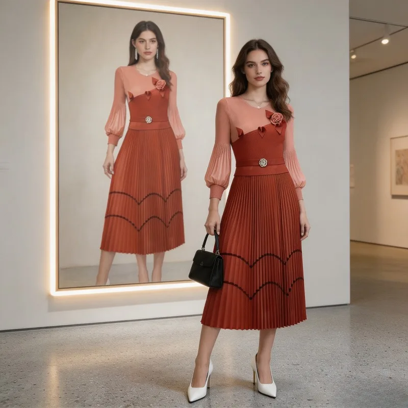 Miyake Pleated 2026 Summer New Pleated Women's Round Neck Beaded Waist Fashion Three-dimensional Flower Flare Sleeve Dress
Miyake Pleated 2026 Summer New Pleated Women's Round Neck Beaded Waist Fashion Three-dimensional Flower Flare Sleeve Dress
