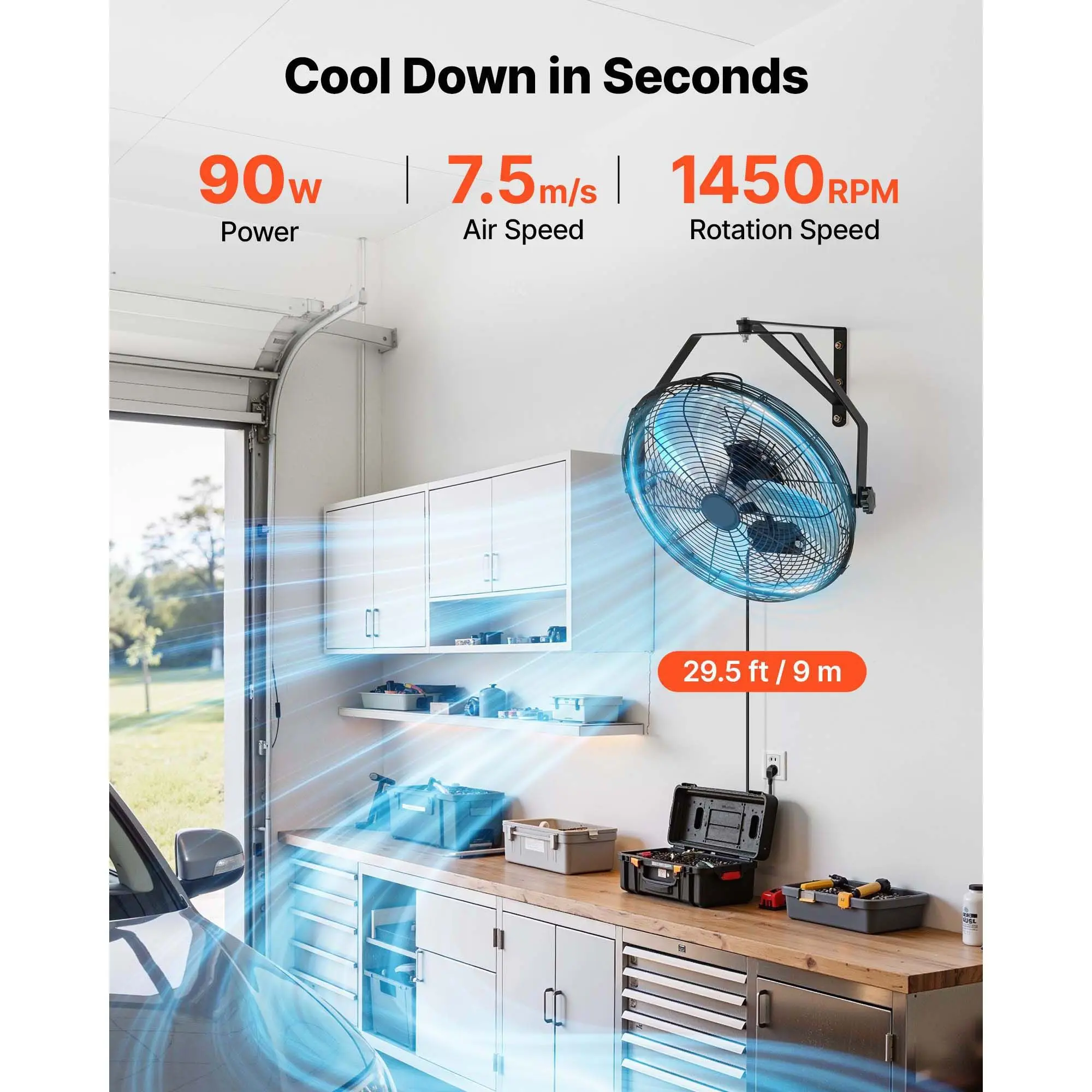 Wall Mount Fan, 18 in Wall Mounted Hanging Fan with IP44-rated Protection, 3-Speed, Long Airflow Distance, Adjustable Rotation Angle, Powerful for Industry, Commercial, Garage, Workshop, 2 Pack
Wall Mount Fan, 18 in Wall Mounted Hanging Fan with IP44-rated Protection, 3-Speed, Long Airflow Distance, Adjustable Rotation Angle, Powerful for Industry, Commercial, Garage, Workshop, 2 Pack