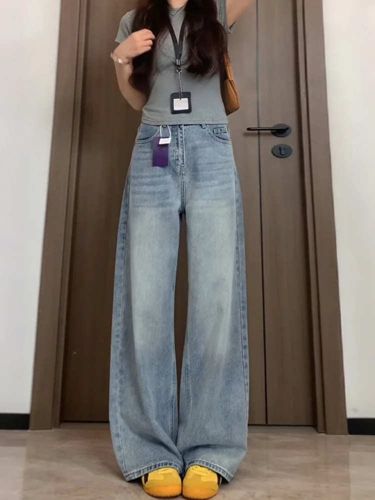 American Style High Waist Wide Leg Jeans Women Summer plus Size Loose Slimming Drapey Versatile Casual Cotton Denim Pants
American Style High Waist Wide Leg Jeans Women Summer plus Size Loose Slimming Drapey Versatile Casual Cotton Denim Pants